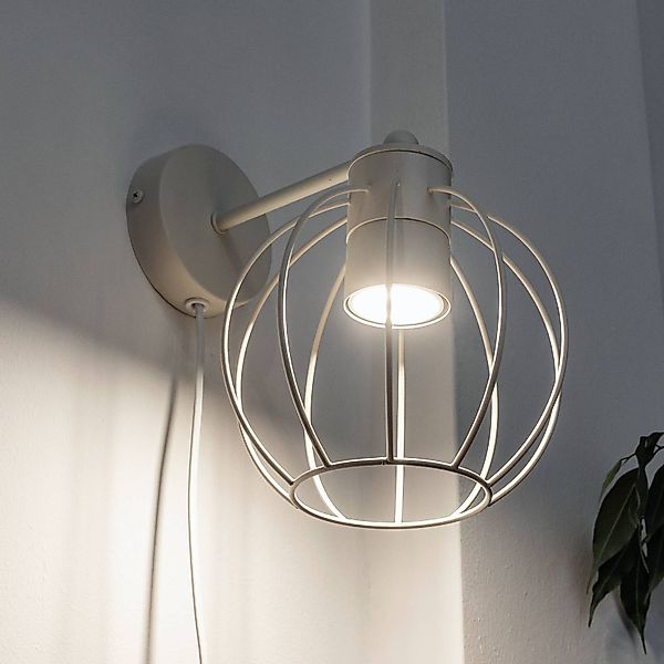 Wandlampe STARLIGHT, cremeweiß 1-flg. Ø 18 cm Metall Stecker günstig online kaufen