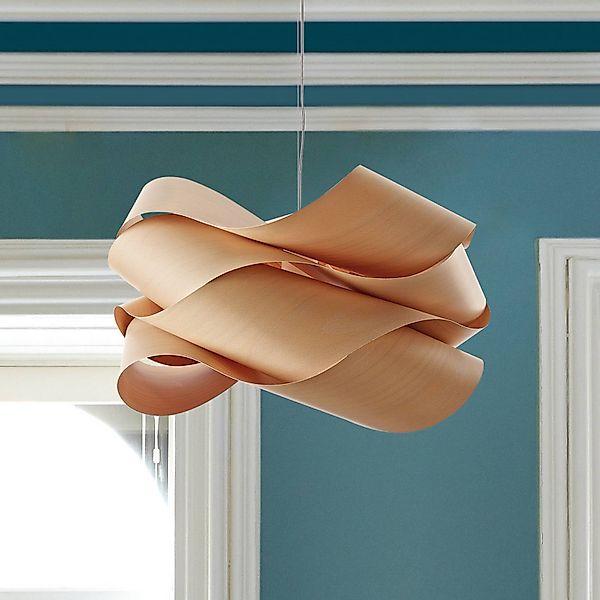 LZF Hängelampe, buche-/nickelfarben, Ø 69 cm, Holz günstig online kaufen