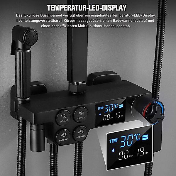 XERSEK Duscharmatur Duschsystem mit Thermostat Handbrause günstig online kaufen
