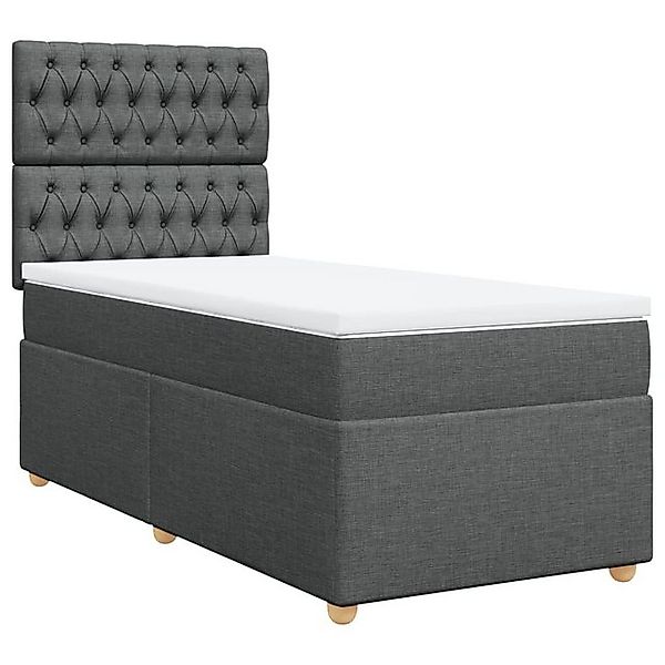 vidaXL Bett Boxspringbett mit Matratze Dunkelgrau 90x200 cm Stoff günstig online kaufen