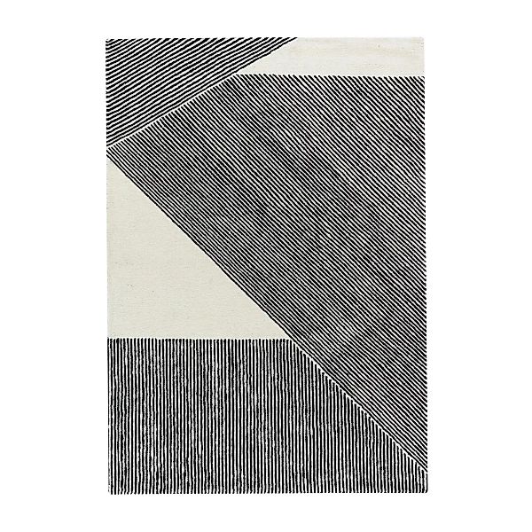 Stripes Wollteppich naturweiß 170 x 240cm günstig online kaufen