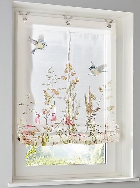 Rollo Raffrollo, heine, halbtransparent, Ösen günstig online kaufen