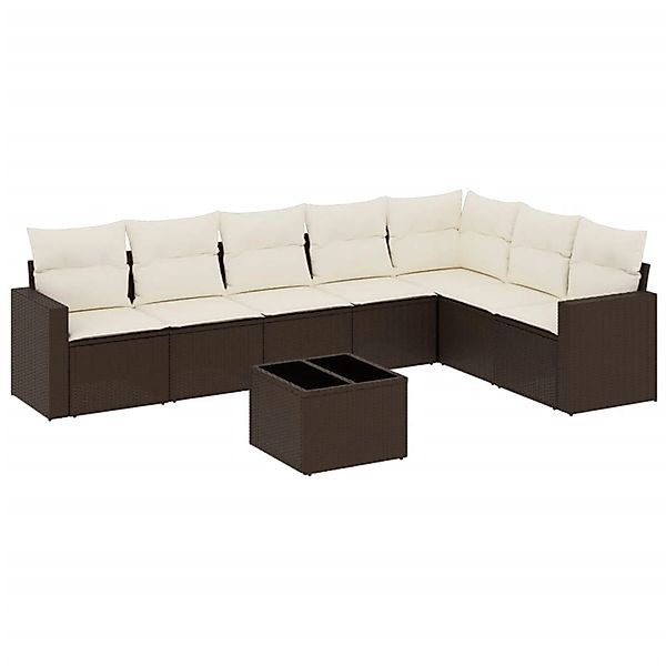 vidaXL 8-Tlg Garten-Sofagarnitur mit Kissen Braun Poly Rattan 3219053 günstig online kaufen
