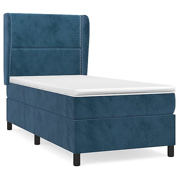 vidaXL Boxspringbett, Boxbett mit Matratze Dunkelblau 90x200 cm Samt günstig online kaufen