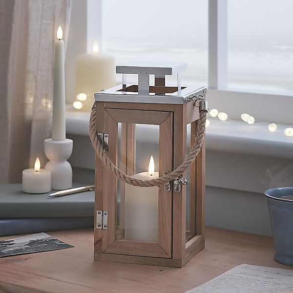28cm Salcombe Holz LED Laterne mit TruGlow® Kerze günstig online kaufen