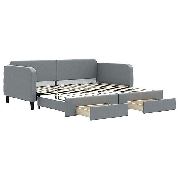 vidaXL Ausziehbett, Tagesbett Ausziehbar mit Schubladen Hellgrau 100x200 cm günstig online kaufen