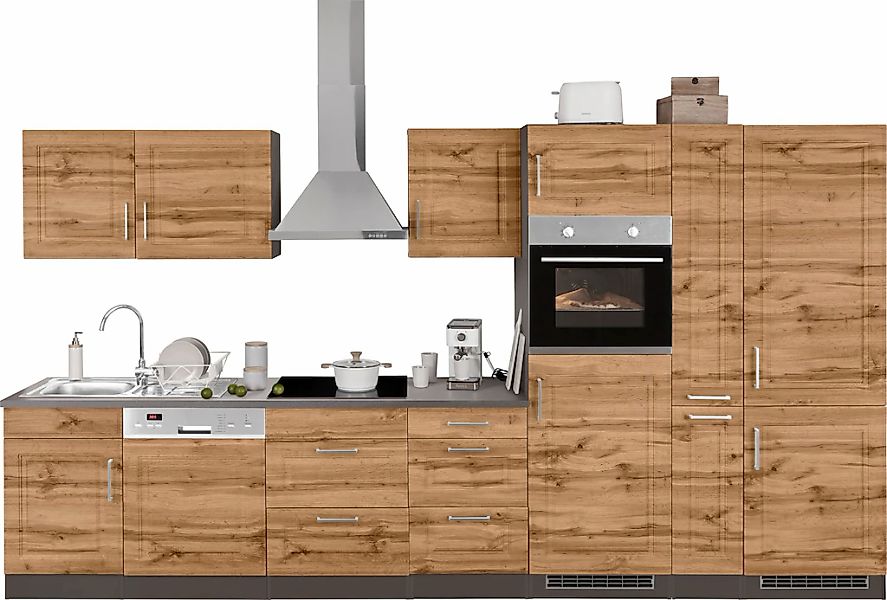KOCHSTATION Küchenzeile "KS-Stockholm", Breite 370 cm, mit hochwertigen MDF günstig online kaufen