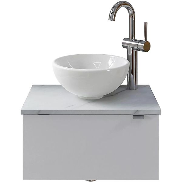 Pelipal Waschtisch-Set V2 Weiß Glanz-Marmor Weiß Anschlag L 51 cm günstig online kaufen