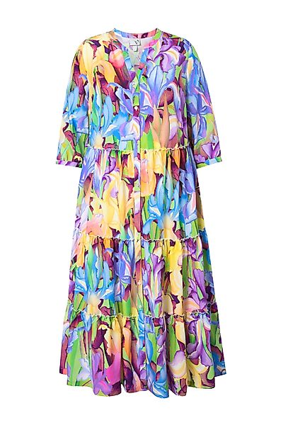 Ulla Popken Maxikleid Maxikleid Stehkragen V-Ausschnitt günstig online kaufen