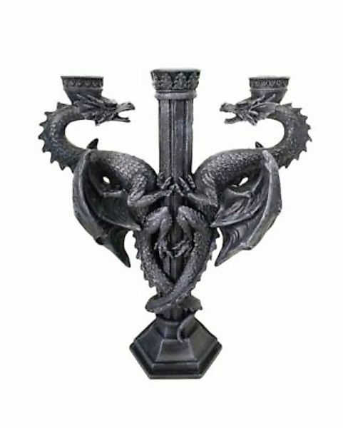 Gothic Drachen Kerzenleuchter 3-armig als Wohndeko Partydeko schwarz günstig online kaufen