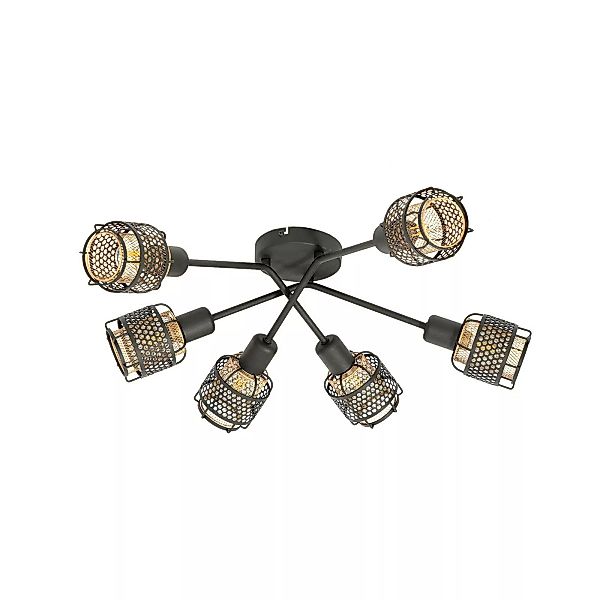 Lindby Eudoria Deckenlampe 6-flammig schwarz/gold günstig online kaufen