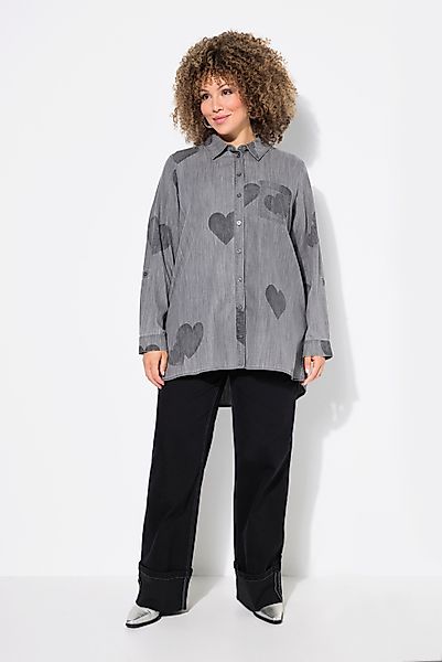 Ulla Popken Hemdbluse Jeansbluse Herzen Hemdkragen günstig online kaufen