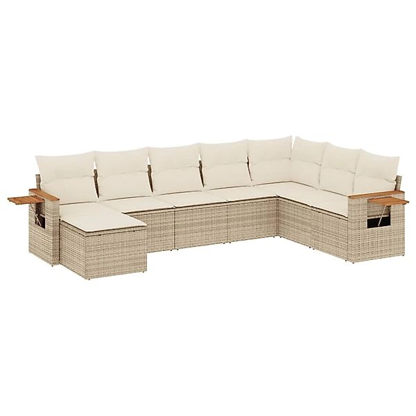 vidaXL 8-Tlg Garten-Sofagarnitur mit Kissen Beige Poly Rattan 3227087 günstig online kaufen