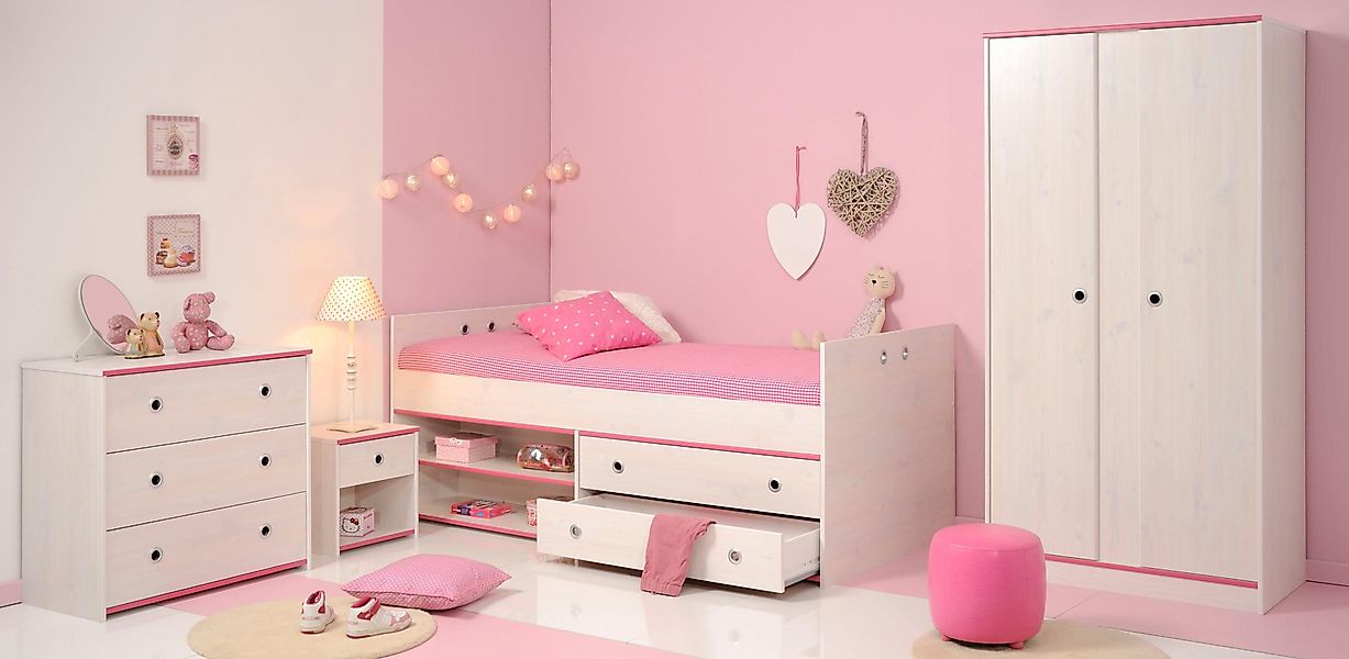 Parisot Jugendzimmer-Set "Smoozy", (Set, 4 tlg., Stauraumbett, Nachttisch, günstig online kaufen