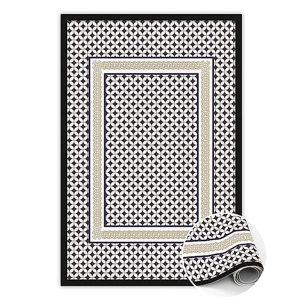 Tulup Teppich Geometrisches Geflecht Tapijt Vinyl 80x120 cm Schwarz PVC Tap günstig online kaufen