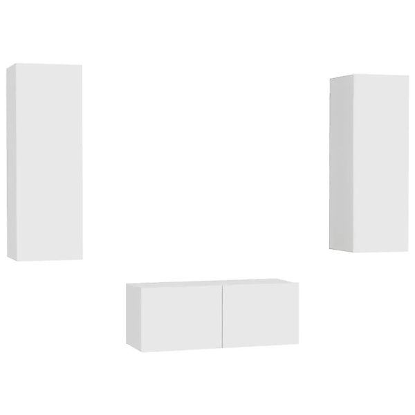 vidaXL 3-Tlg TV-Schrank-Set Weiß Holzwerkstoff 3078658 günstig online kaufen