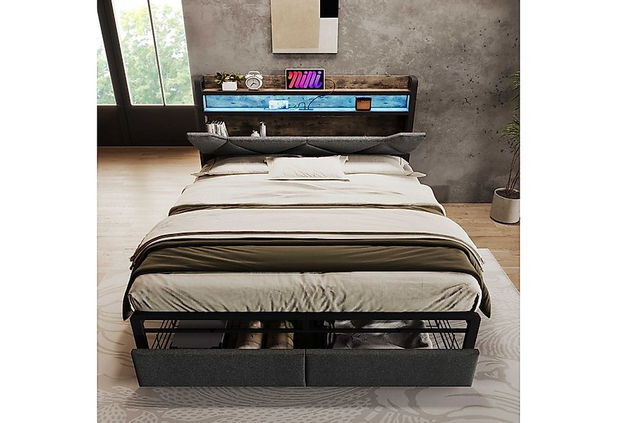 BlingBin Polsterbett Einzelbett Stauraumbetten Bettgestell (1-tlg., mit USB günstig online kaufen