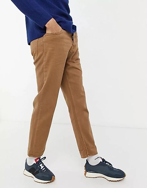 ASOS DESIGN – Jeans mit geradem Bein und kurzem Schnitt in dunklem Stein-Ne günstig online kaufen