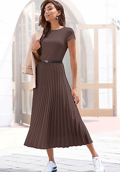 LASCANA Midikleid mit Plisseerockteil, Basic, modisch günstig online kaufen
