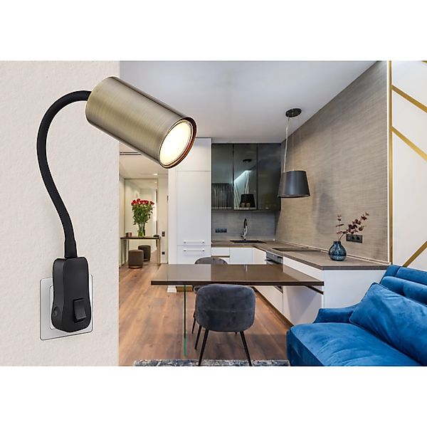 Globo Wandlampe Robby 1-flammig Schwarz matt 55 x 430 mm günstig online kaufen