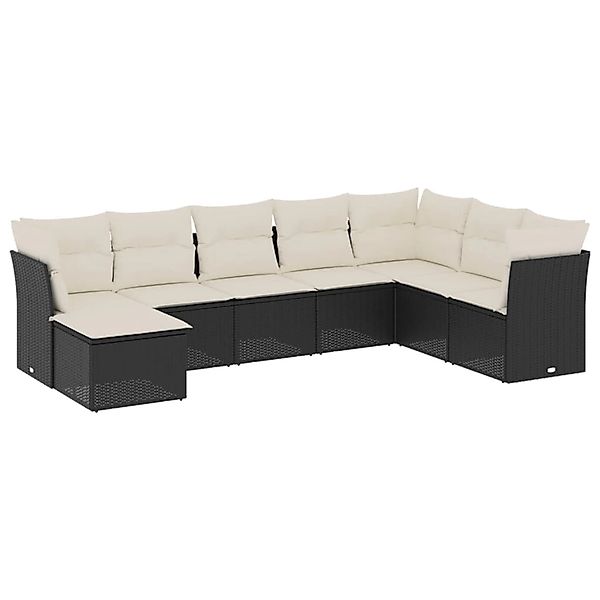 vidaXL 8-Tlg Garten-Sofagarnitur mit Kissen Schwarz Poly Rattan 3249885 günstig online kaufen