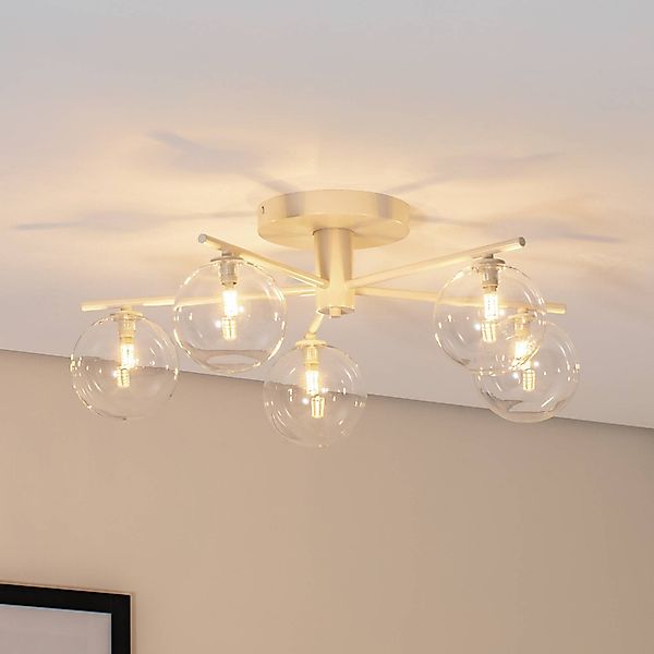 Deckenleuchte Prato, creme/klar, Glas, 5-flammig günstig online kaufen