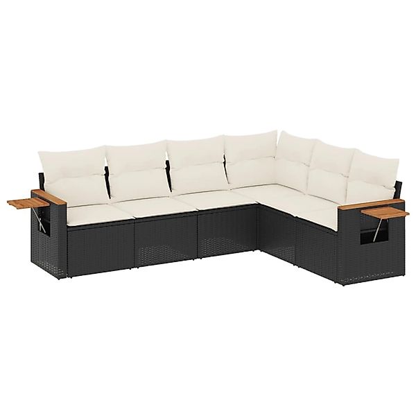 vidaXL 6-Tlg Garten-Sofagarnitur mit Kissen Schwarz Poly Rattan 3259242 günstig online kaufen
