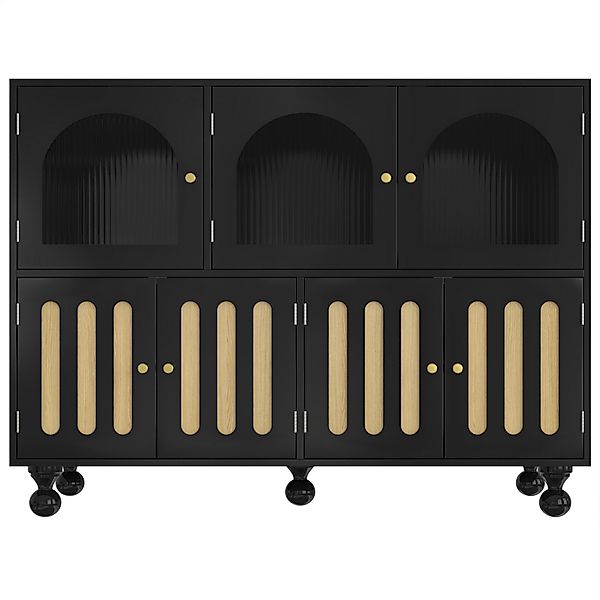 Küchenschrank, Sideboard mit Klaviertasten-Design, Runde Säulenbeine, struk günstig online kaufen