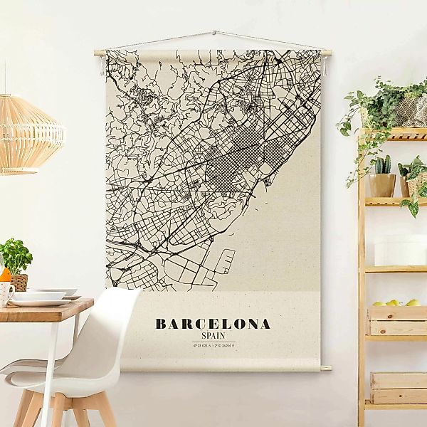 Wandteppich Stadtplan Barcelona - Klassik günstig online kaufen