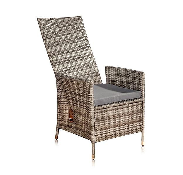 Mucola Rattanstuhl Verstellbarer Garten Relaxsessel Grau Polyrattan Gartenm günstig online kaufen
