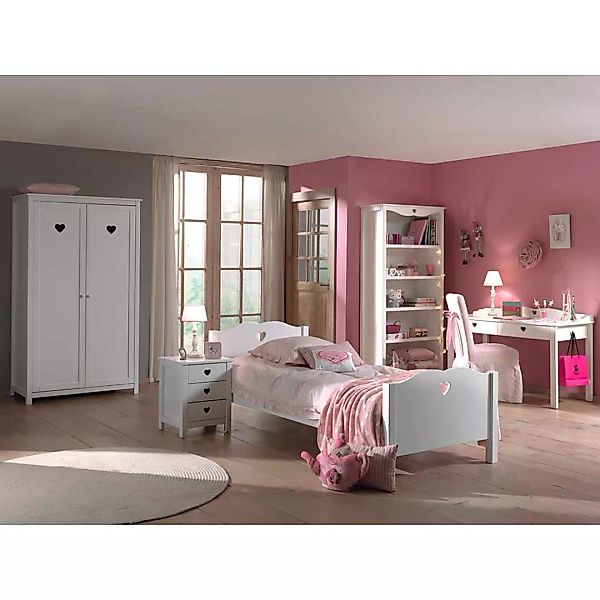 Komplett Mädchenzimmer in Weiß Herzchen (fünfteilig) günstig online kaufen