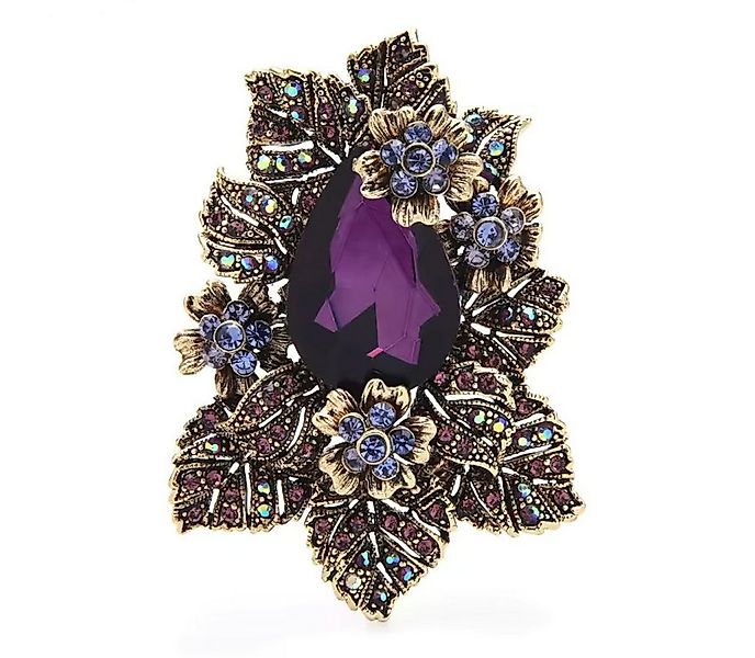 Dark-Desires Brosche Brosche Vintage Brosche Blüten violett, Damen Brosche günstig online kaufen