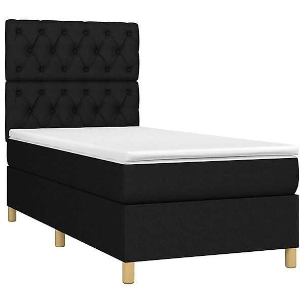 vidaXL Bett Boxspringbett mit Matratze & LED Schwarz 80x200 cm Stoff günstig online kaufen