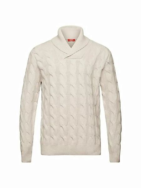 Esprit Collection Strickpullover Zopfstrickpullover aus Wolle mit Schalkrag günstig online kaufen