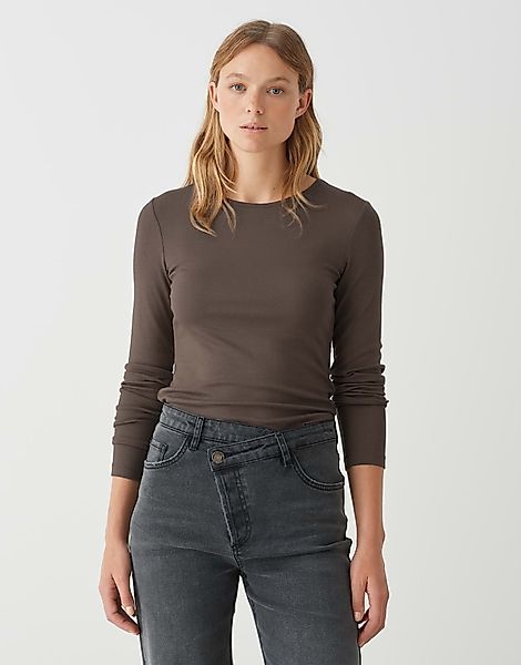 OPUS Langarmshirt Geripptes Basicshirt SOGETI Slim günstig online kaufen