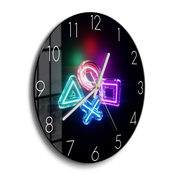 DEQORI Wanduhr 'Neon Gaming Symbole' (Glas günstig online kaufen