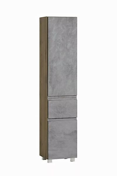 freiraum Seitenschrank Paris in Betongrau / Wotaneiche, MDF - 40x180x35cm ( günstig online kaufen