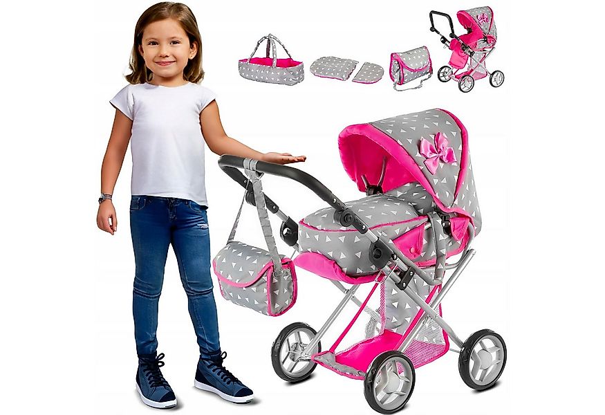 kinderplay Puppenwagen Puppenwagen 3in1 mit Tasche – höhenverstellbar – ab günstig online kaufen