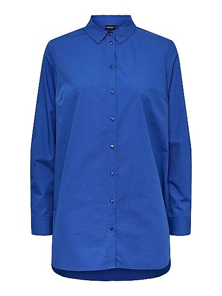 PIECES Longline Baumwoll Hemd Damen Blau günstig online kaufen