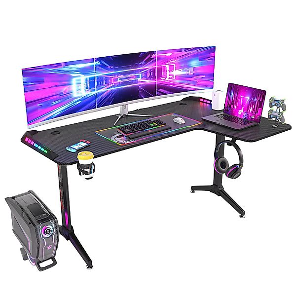 FATIVO Gamingtisch L-förmiger mit integrierter LED, günstig online kaufen