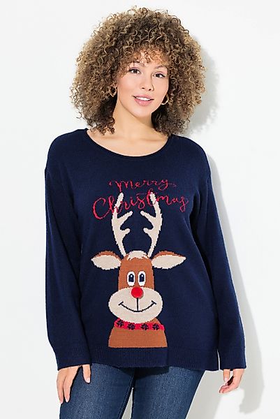 Ulla Popken Strickpullover Weihnachtspullover Rentier Rundhals günstig online kaufen