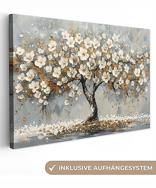 OneMillionCanvasses® Leinwandbild Baum - Gold - Blumen - Abstrakt - Kunst, günstig online kaufen