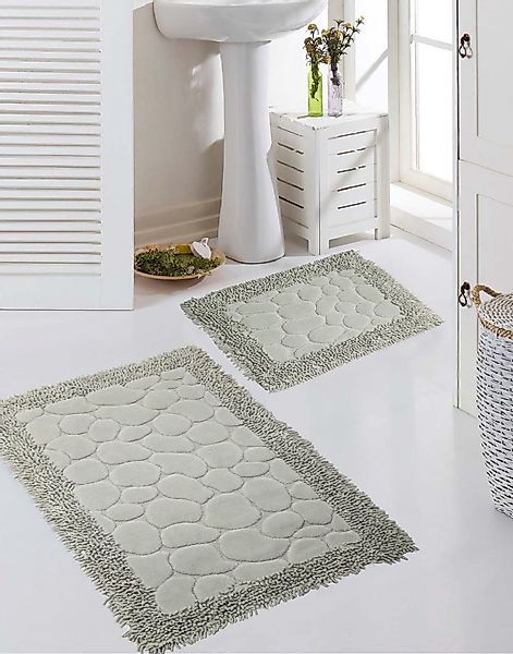 TeppichHome24 Teppich Badematten Set Steinoptik 2 günstig online kaufen