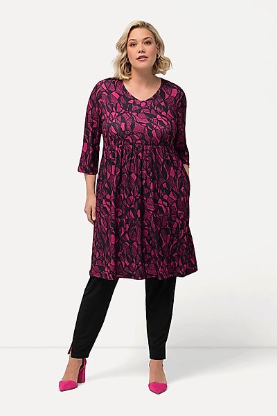 Ulla Popken Maxikleid Longshirt A-Linie Tunika-Ausschnitt günstig online kaufen