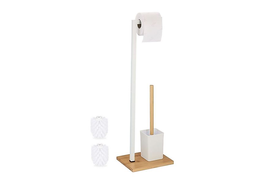 relaxdays WC-Garnitur aus Bambus & Edelstahl, (Set) günstig online kaufen