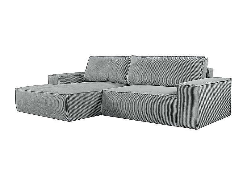 Ecksofa mit Schlaffunktion - Ecke Links - Cord - Hellgrau - AMELIA günstig online kaufen