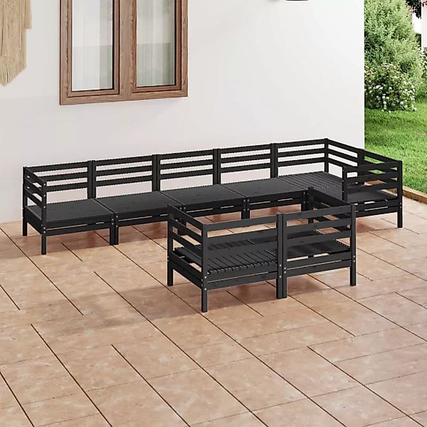 8-tlg. Garten-lounge-set Massivholz Kiefer Schwarz günstig online kaufen