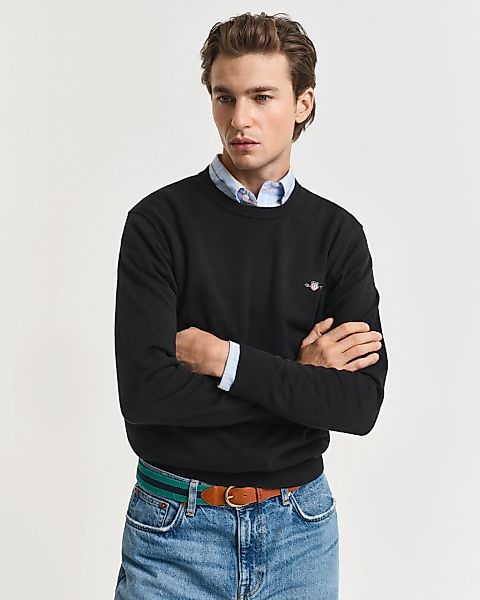 Gant Rundhalspullover "CLASSIC COTTON C-NECK" Premium Strickpullver aus wei günstig online kaufen