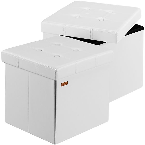 Casaria Sitzhocker, mit Stauraum Weiß Faltbar Deckel Kunstleder Gepolstert günstig online kaufen