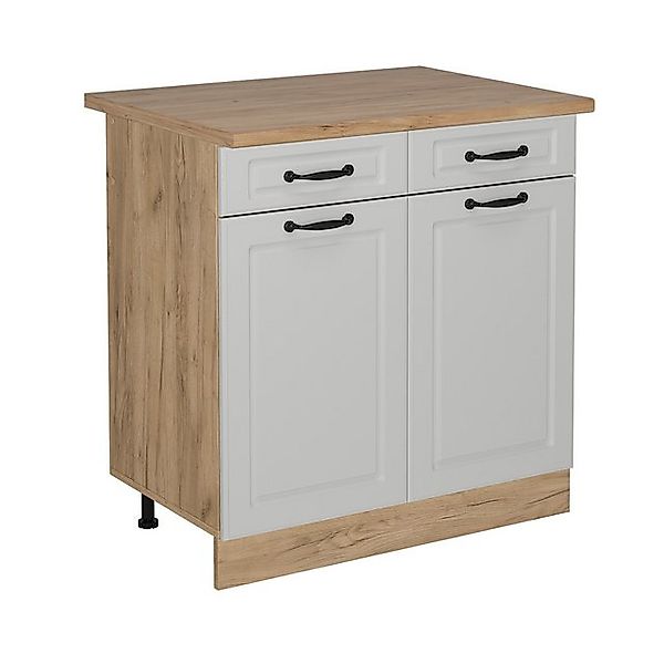 Vicco Unterschrank R-Line, Weiß Landhaus/Goldkraft Eiche, 80 cm, AP Eiche günstig online kaufen